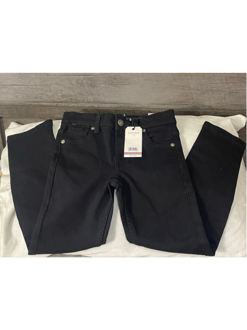 NWT Beverly Hills Polo Club Kids Jeans Size 6 Black Classic Straight Leg Denim